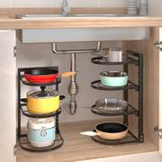 厨房置物架家用台面多层锅具收纳架多功能下水槽橱柜内分层放锅架