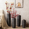 欧式简约现代复古落地客厅摆件轻奢干插花纯色创意组合粗陶瓷花瓶