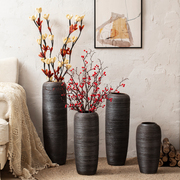 欧式简约现代复古落地客厅摆件轻奢干插花纯色，创意组合粗陶瓷花瓶