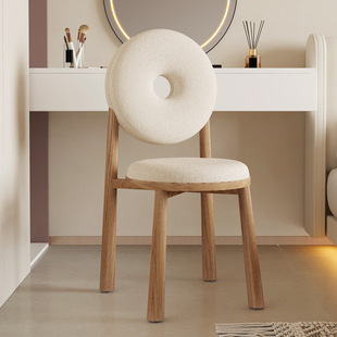 网红甜甜圈餐椅现代北欧简约靠背，化妆椅家用卧室奶油风羊羔绒椅子