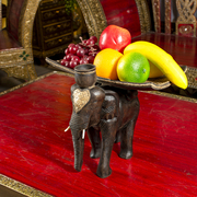 果盘实木泰国工艺大象创意家居客厅摆件木质水果盘零食杂物收纳盘