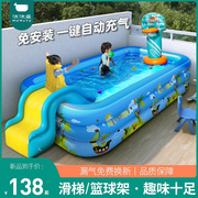 2024充气游泳池家用婴儿童宝宝户外加厚游泳桶小孩大人滑梯大