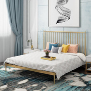 北欧铁艺双人床卧室创意，金色公主床家用客房，1.5米1.8米铁架床