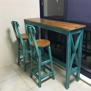定制实木酒吧椅高脚桌椅组合地中海，吧台咖啡桌，阳台小吧台做旧家用