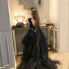 儿童礼服女童黑色露背燕尾晚礼服法式钢琴公主裙高端裙送小礼