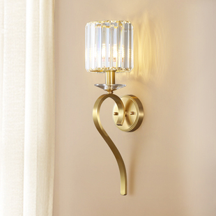 轻奢美式壁灯客厅全铜水晶，法式主卧卧室，床头灯高级感欧式灯具