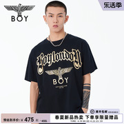 boylondon春夏24男女同，款t恤时尚黑金印花休闲短袖n01804