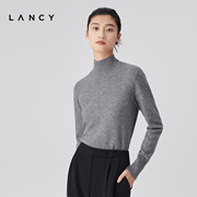 lancy朗姿2022冬季羊绒衫女高领，宽松针织衫通勤高级毛衣女(毛衣女)