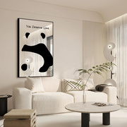 黑白熊猫镜子挂画镜面装饰画桌面摆画客厅玄关画餐厅卧室2023