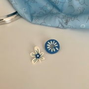 夏日海风~韩版田园风花朵，小雏菊耳环，s925银针圆形少女耳饰品