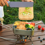 户外便携式304不锈钢饭盒竹木，盖便当盒野餐烧烤午餐，盒带菜板功能