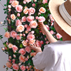 仿真玫瑰花空调管道装饰花，藤条遮挡缠绕藤蔓，植物吊顶墙面造景假花
