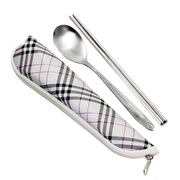 不锈钢筷子勺子套装，便携式餐具学生上班族，带饭专用餐具水洗布袋