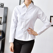 春秋韩版女斜纹白衬衫长袖职业装工装，白衬衣(白衬衣，)收腰棉ol面试大码