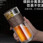 绿珠双层玻璃茶水分离杯便携泡茶杯女生水杯男士个人200ML可定制