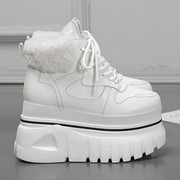 欧洲站雪地靴女2023冬季厚底，增高11厘米短靴，羊毛鞋加绒女靴
