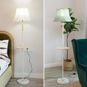 落地灯置物架带茶几布艺原木大理石，客厅卧室简约现代时尚个性北欧