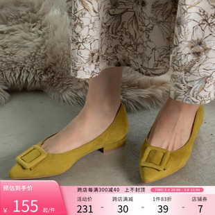 RANDA 秋冬COTTON软底日系女鞋尖头平跟纯色单鞋 DP10550