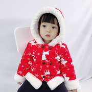 棉衣印花保暖外套冬季男童棉袄婴幼儿棉上衣大红儿童女加厚
