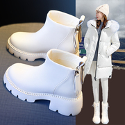 靴子秋冬2023鞋子女鞋，冬季加绒真皮白色，马丁女靴厚底短靴