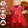 红色一周岁礼服女宝宝中式婴儿冠衣唐装抓周宴女童中国风洋装夏