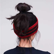 发带女网红韩国潮宽边条纹针织毛线森，女系脖套黑色洗脸束头发