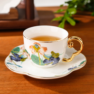 陶瓷带托盘茶杯防烫带把手泡茶杯女生咖啡杯高颜值下午茶轻奢水杯