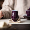 葡萄紫手绘双线陶瓷茶杯主人，杯单杯家用闻香杯，茶具品茗杯功夫杯子