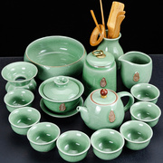 牛仁哥窑茶具套装家用陶瓷，冰裂釉开片功夫，茶具泡茶养茶道盖碗茶杯