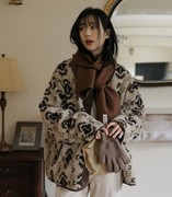 首尔印象韩代 东大门ins风 复古民族风花纹羊羔绒短外套24冬新女