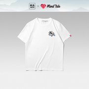 HLA/海澜之家中国心短袖T恤23夏季兔子厚板印花白色情侣t男女