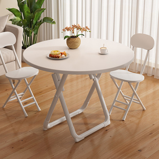 可折叠桌子餐桌家用小户型简易圆桌，阳台吃饭方桌，便携摆摊桌椅组合