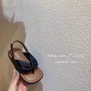 韩国童鞋2024女童夏季韩版蝴蝶结，公主鞋儿童人字拖，夹脚凉鞋潮橡胶