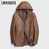 kaiser凯撒2023皮毛一体，男真皮皮衣中长款连帽冬季加厚保暖外套