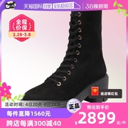 自营sw女士绒面革系带，厚底高跟靴子短靴，马丁靴sohobootie