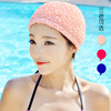 韩国长短发时尚可爱护耳布游泳帽加大不勒头温泉泳帽女布料大号