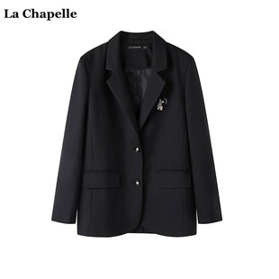 拉夏贝尔lachapelle秋季高级感黑色西服，女气质百搭西装外套