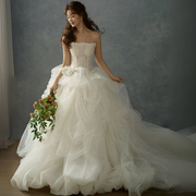 影楼主题服装情侣写真拍照摄影礼服韩式内景旅拍抹胸蕾丝拖尾婚纱