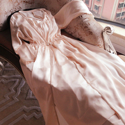 真丝睡袍女睡裙长款性感，吊带裙睡衣长袖两件套家居服丝绸浴袍