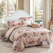 全棉夹棉床裙四件套纯棉，床罩床套1.8m1.5米，加厚被套床上用品秋冬