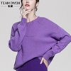 质感羊绒+羊毛高级感蝙蝠袖，宽松短款亮片镶钻紫色毛衣打底针织衫