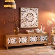 美式实木电视柜客厅法式组合家用卧室小型民宿雕花复古做旧装饰柜
