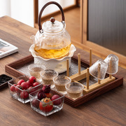 轻奢花茶壶水壶套装水果茶壶下午茶蜡烛加热花草果茶玻璃杯子茶具