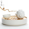 竹制陶瓷迷你长方形小茶盘，日式储水办公便携茶海托盘干泡台大小特