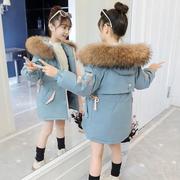 女童冬装棉衣2021韩版洋气，百搭棉服中大童加厚大毛领棉袄外套