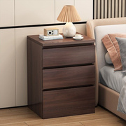 欧式床头柜简约现代轻奢家用胡桃色小型收纳储物卧室床边柜实木色