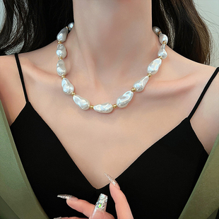 巴洛克异形珍珠项链女个性轻奢高级感夸张锁骨链颈链设计感配饰潮