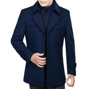 2023秋冬季中年男装羊毛，呢大衣男士呢子，外套中长款休闲上衣厚