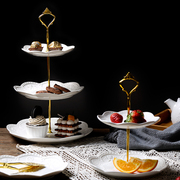 欧式陶瓷蛋糕架下午茶，餐具生日甜品台展示架零食茶歇婚庆摆台夹子
