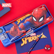 迪士尼文具盒男款塑料自动铅笔盒幼儿园儿童蜘蛛侠，笔袋双层多功能男童，小学生一年级男孩款高科技带削笔笔盒